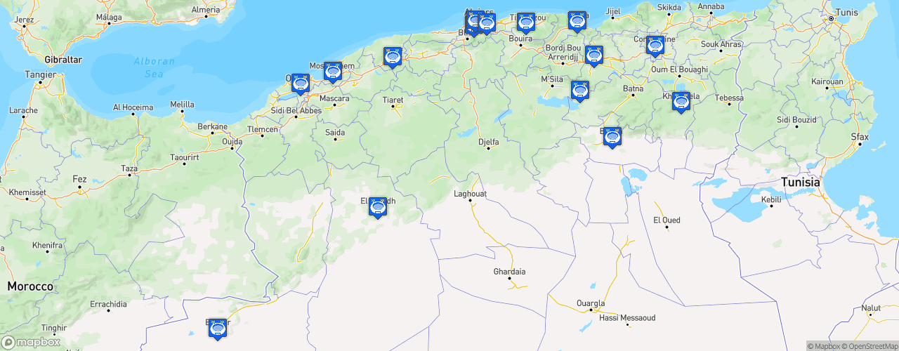 Static Map of Ligue Professionnelle algérienne 1 - Saison 2024-2025