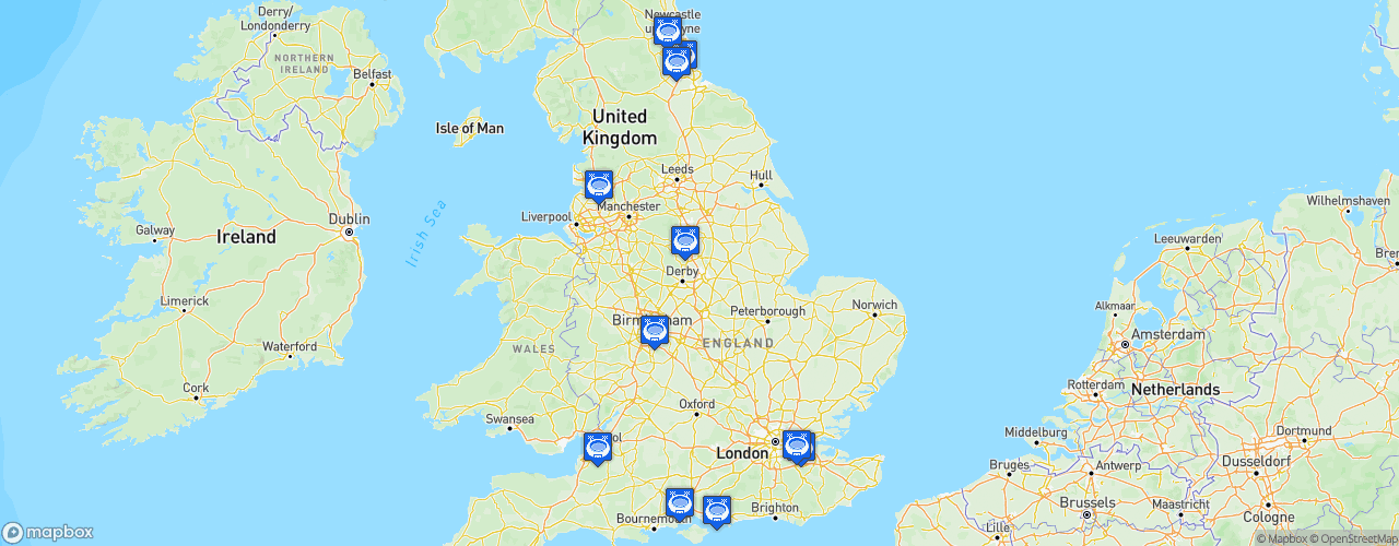 Static Map of FA Women's Championship - Saison 2024-2025