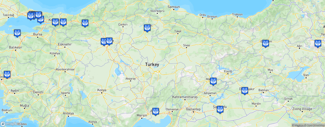 Static Map of 1. Lig - Saison 2024-2025 - Trendyol 1. Lig