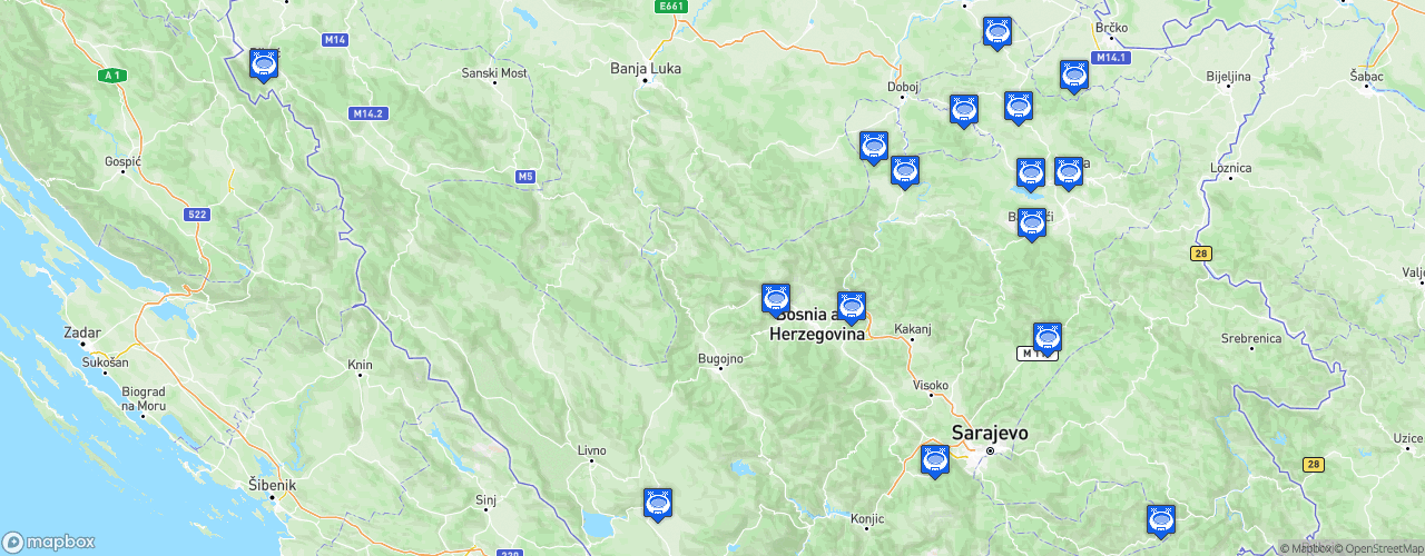 Static Map of 1st League - FBiH - Saison 2024-2025