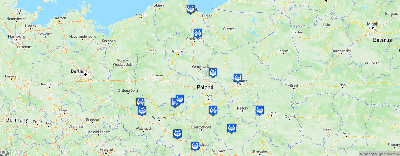 Static Map of Polish Superliga - Saison 2024-2025
