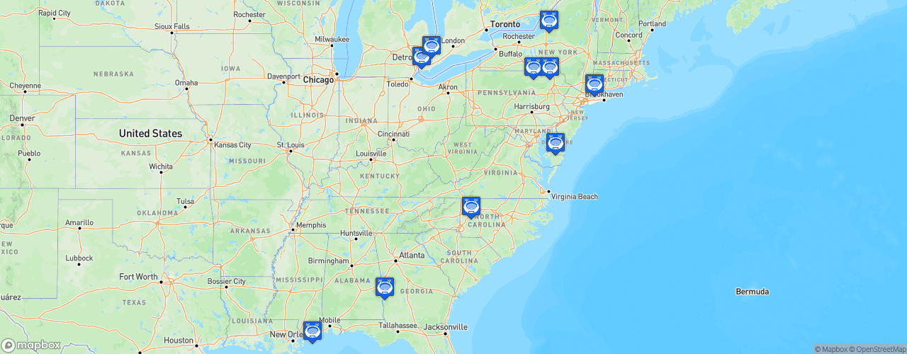 Static Map of Federal Prospects Hockey League - Saison 2024-2025