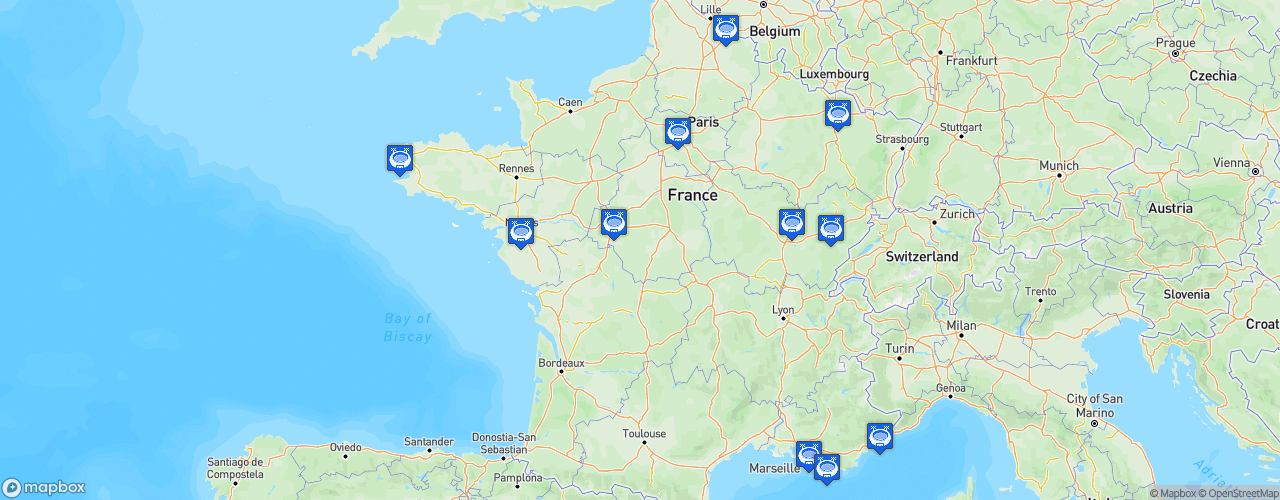 Static Map of Ligue Butagaz Énergie - Saison 2024-2025