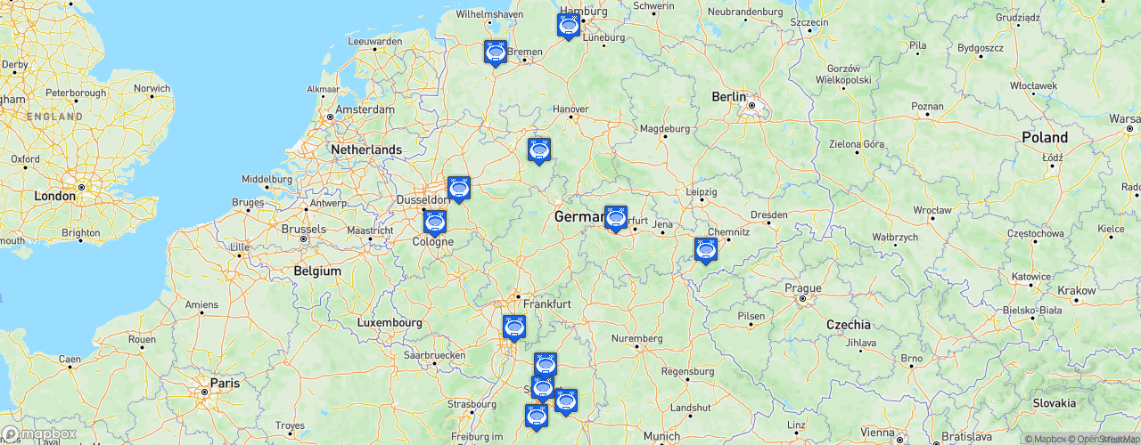 Static Map of Handball-Bundesliga Frauen - Saison 2024-2025