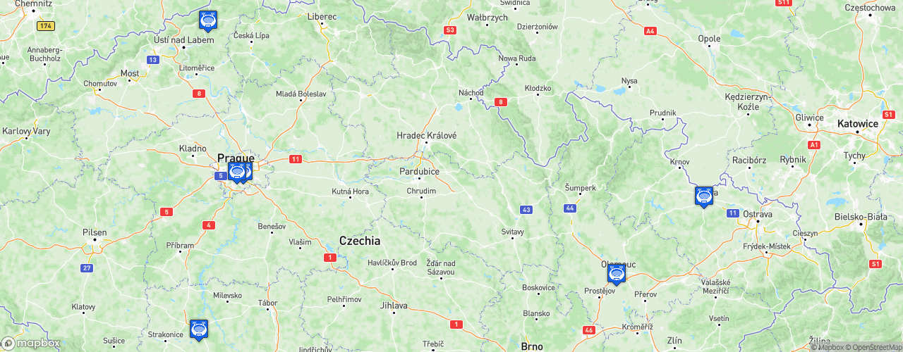 Static Map of Národní Basketbalová Liga - Saison 2024-2025