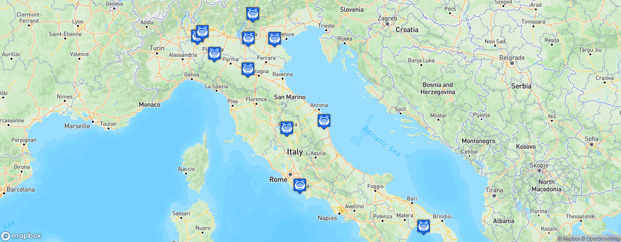 Static Map of SuperLega - Saison 2024-2025