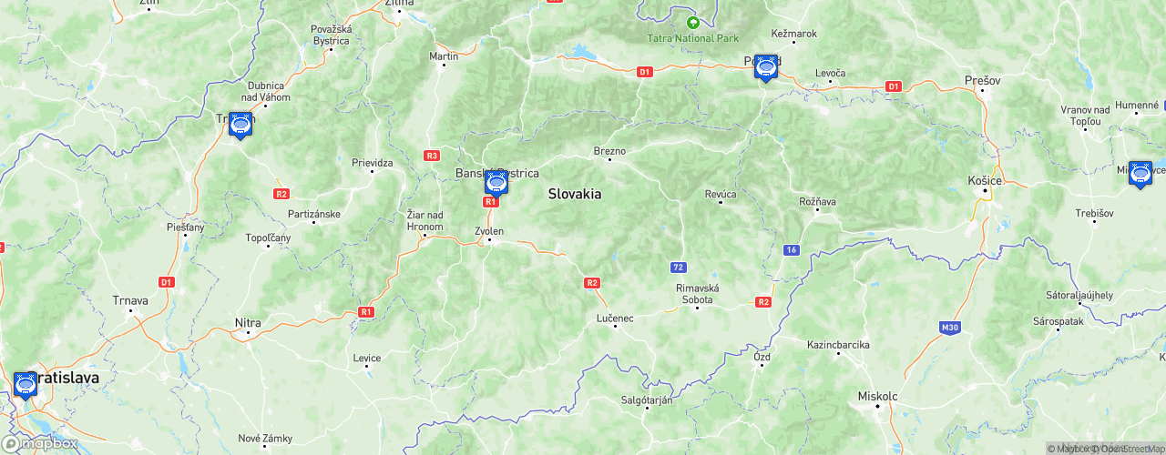 Static Map of Slovak Extraliga - Saison 2024-2025 - Tipos Extraliga