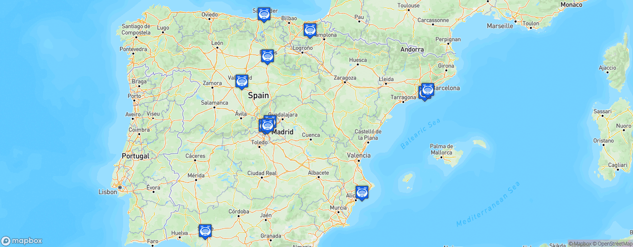 Static Map of División de Honor de Rugby - Saison 2024-2025