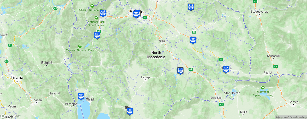 Static Map of Macedonian First Football League - Saison 2024-2025