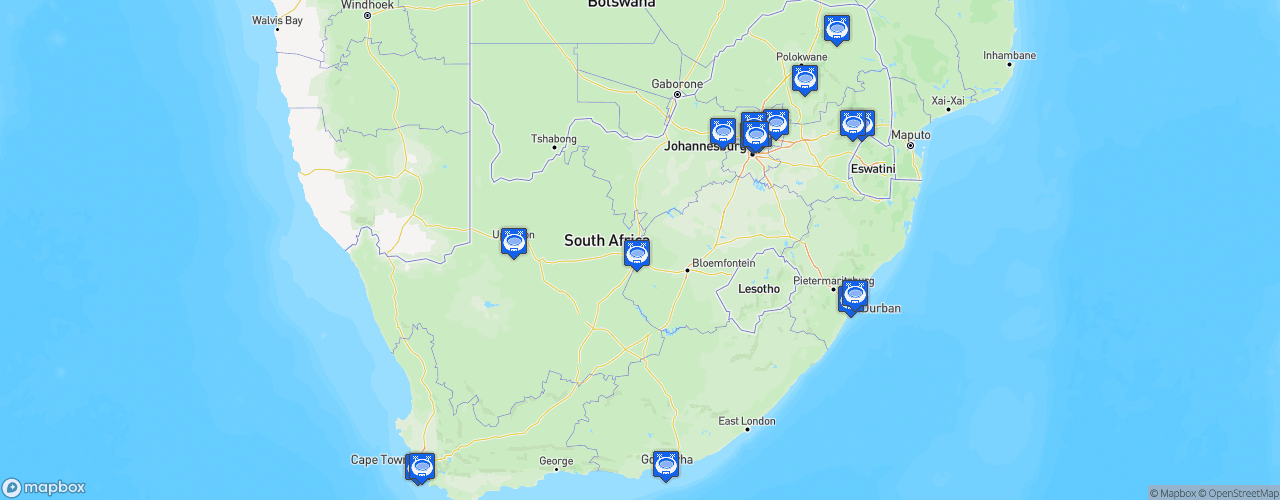 Static Map of South African National First Division - Saison 2024-2025
