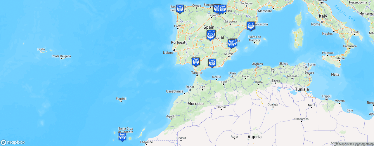 Static Map of Primera División de la Liga de Fútbol Femenino - Saison 2024-2025