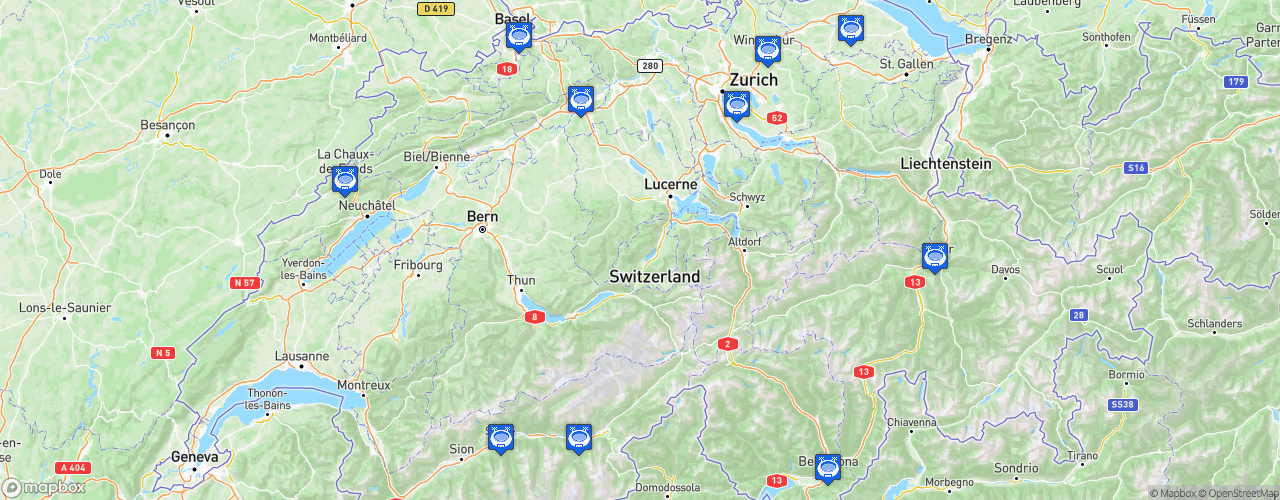 Static Map of Swiss League - Saison 2024-2025
