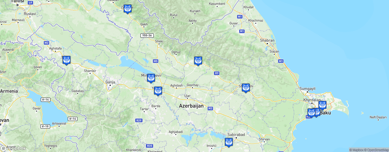 Static Map of Azerbaijan First League - Saison 2024-2025