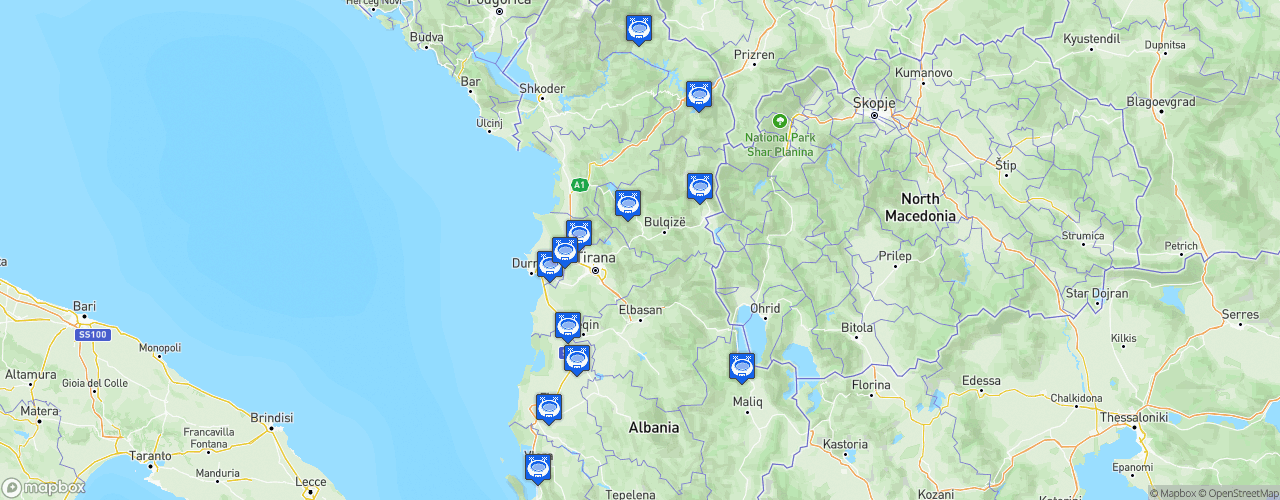 Static Map of Kategoria e Parë - Saison 2024-2025
