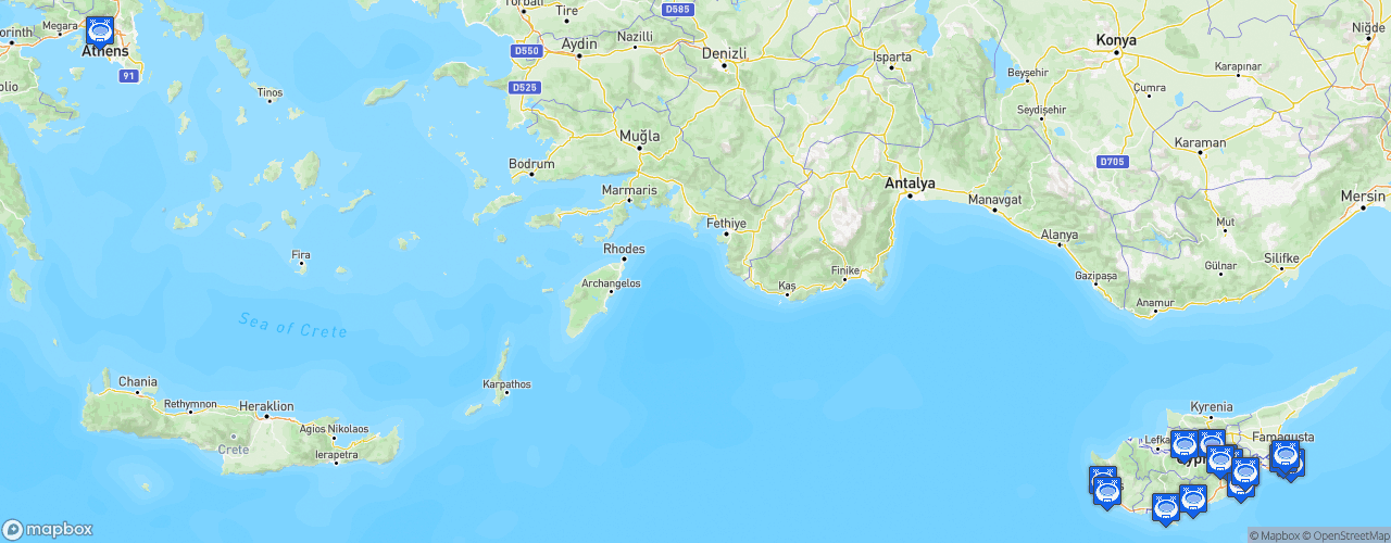 Static Map of Cypriot Second Division - Saison 2024-2025