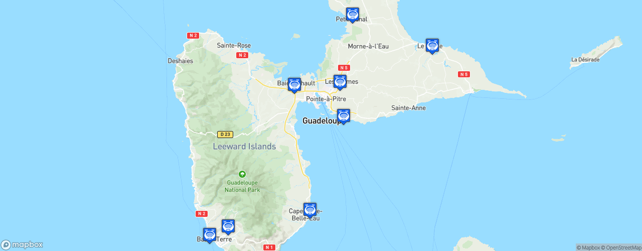Static Map of Championnat de Guadeloupe Division d'Honneur - Saison 2024-2025