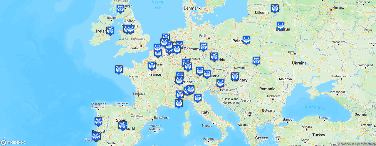 Static Map of UEFA Youth League - Saison 2024-2025