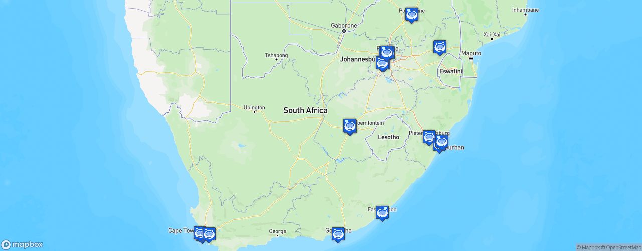 Static Map of South African Premier Division - Saison 2024-2025