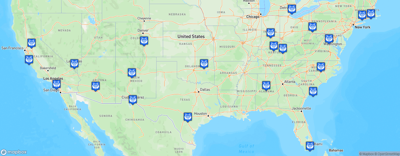Static Map of USL Championship - Saison 2025