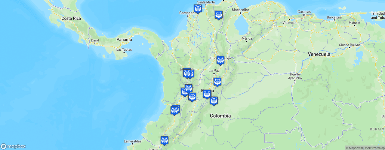 Static Map of Categoría Primera A - Saison 2025