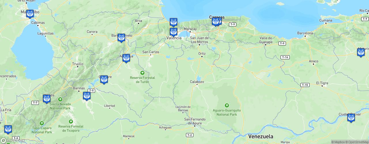 Static Map of Primera División de Venezuela - Saison 2025
