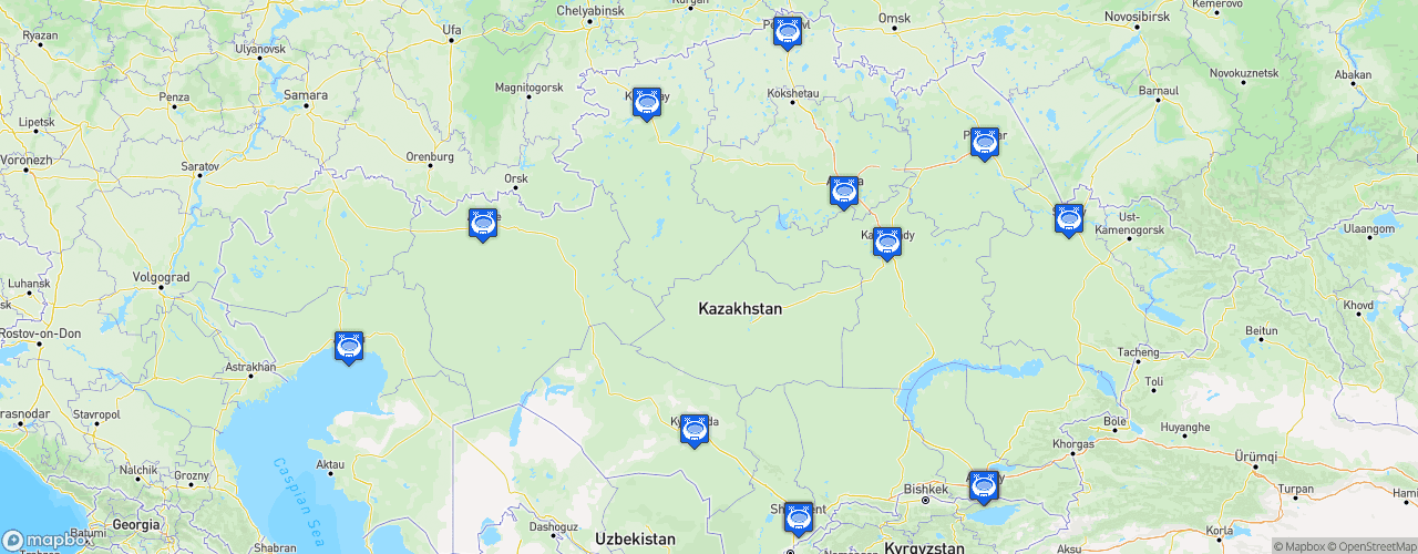 Static Map of Kazakhstan Premier League - Saison 2025