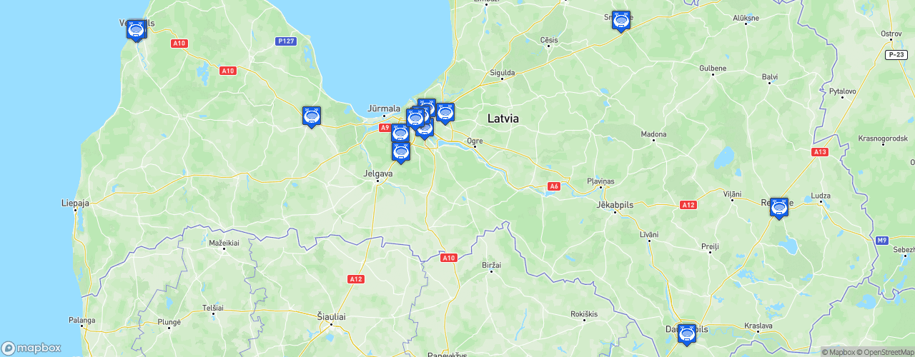 Static Map of Latvian First League - Saison 2025
