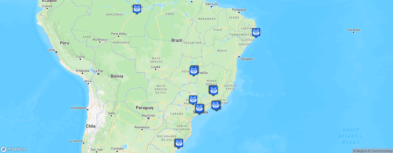 Static Map of Brasileiro Women - Saison 2025