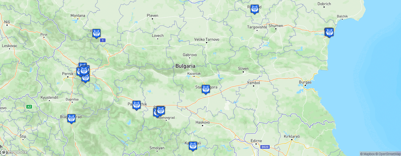 Static Map of Parva Liga - Saison 2025-2026 - efbet League