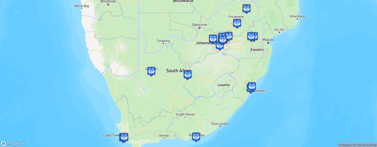 Static Map of South African National First Division - Saison 2025-2026