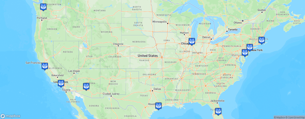 Static Map of CONMEBOL Copa América - Copa América Centenario