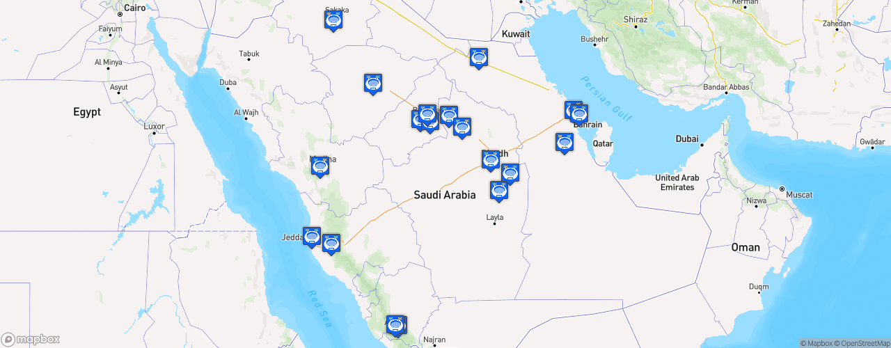 Static Map of Saudi First Division League - Saison 2025-2026