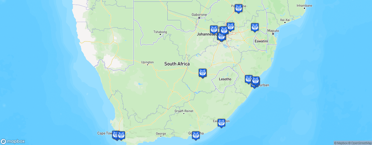 Static Map of South African Premier Division - Saison 2025-2026