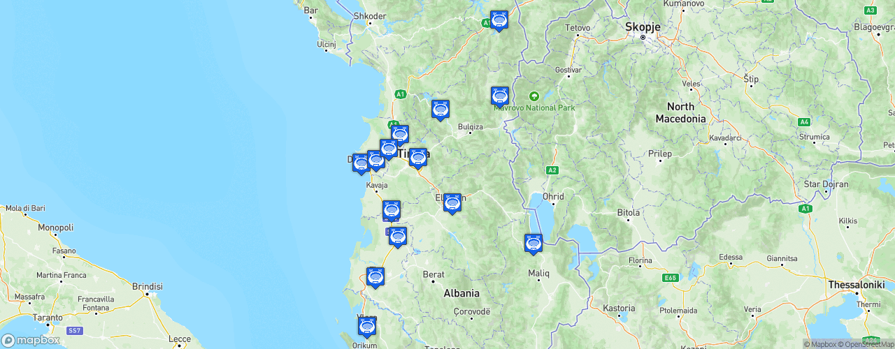 Static Map of Kategoria e Parë - Saison 2025-2026