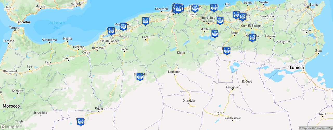 Static Map of Ligue Professionnelle algérienne 1 - Saison 2025-2026