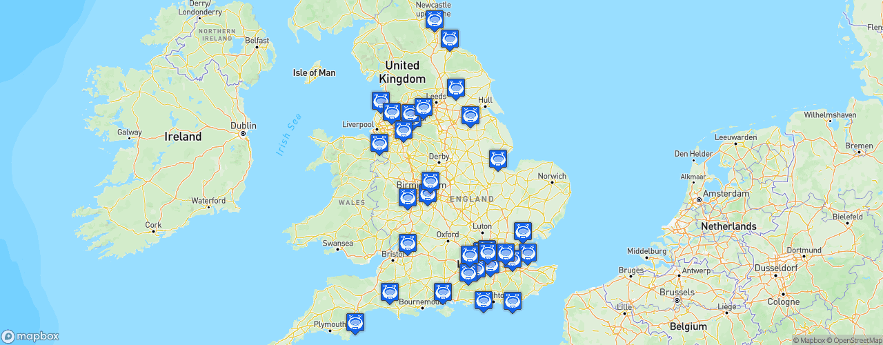 Static Map of The National League - Saison 2025-2026 - Vanarama
