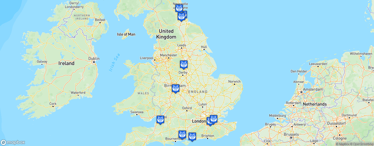 Static Map of FA Women's Championship - Saison 2025-2026
