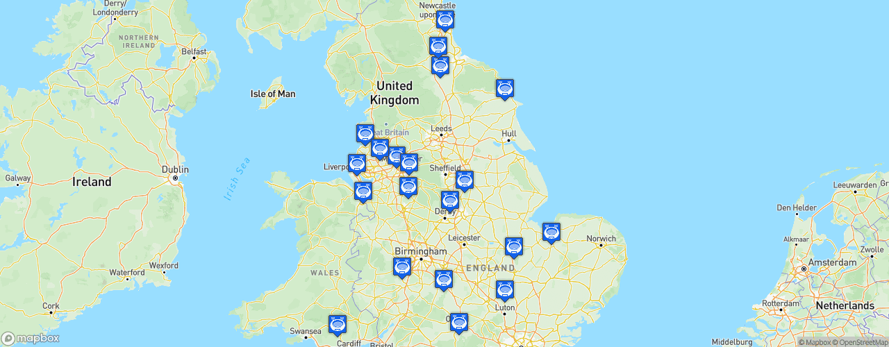 Static Map of The National League North - Saison 2025-2026 - Vanarama