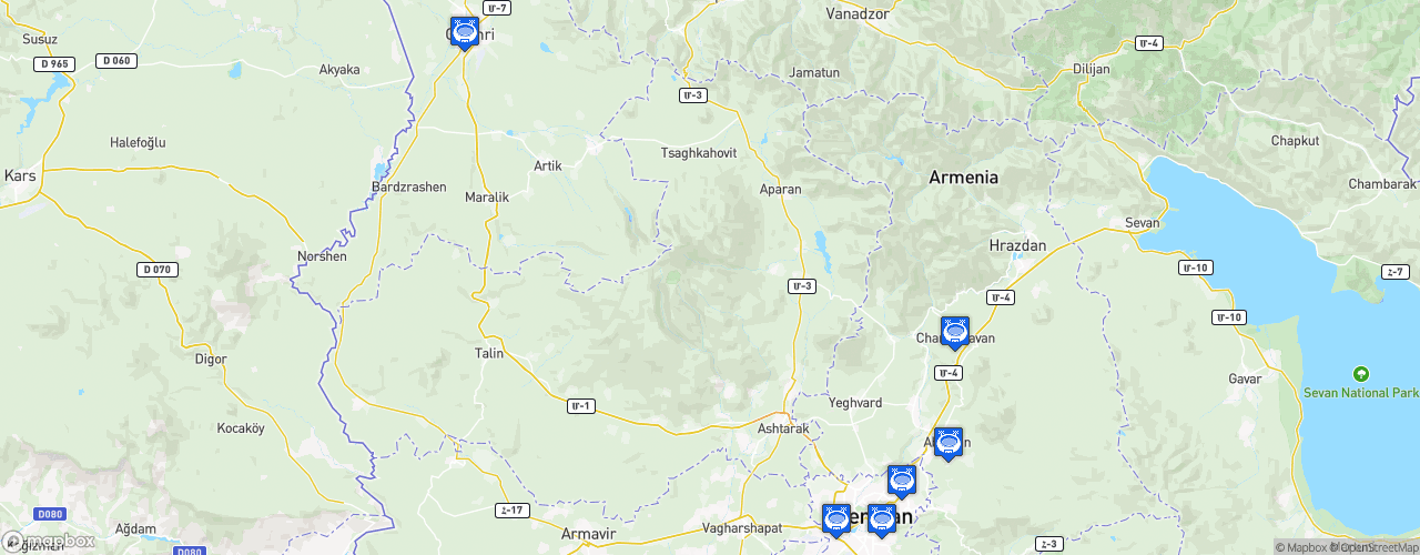 Static Map of Armenian Premier League - Saison 2025-2026
