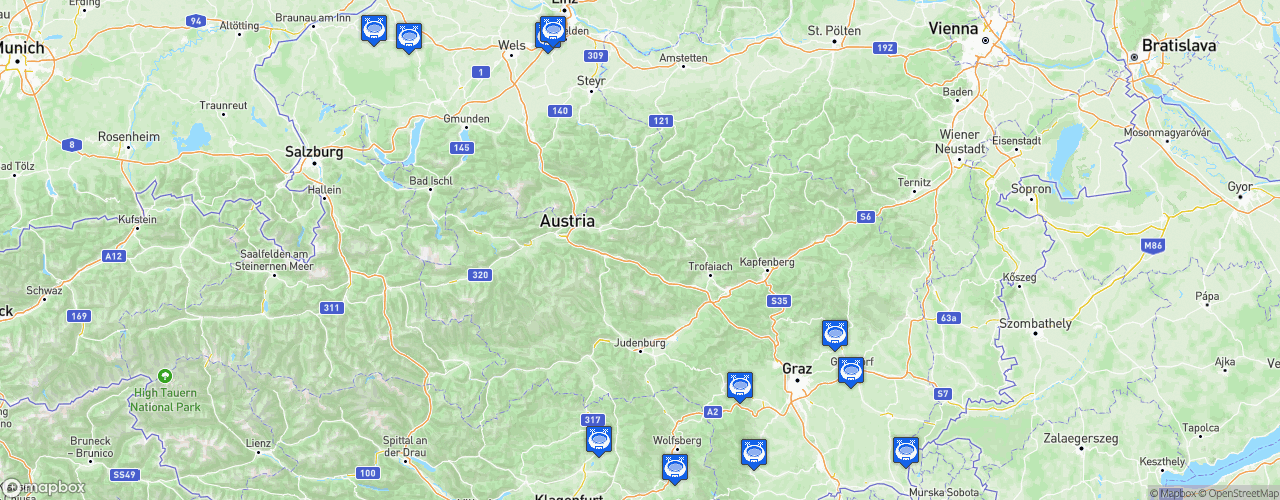 Static Map of Austrian Regionalliga Central - Saison 2025-2026