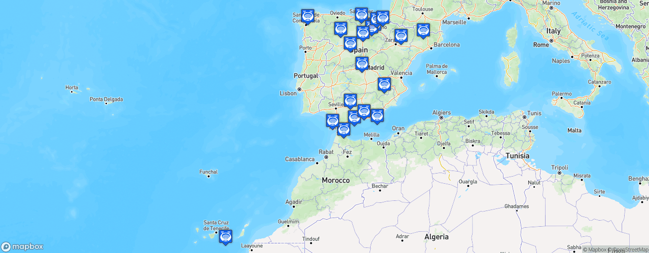 Static Map of LaLiga 2 - Saison 2025-2026