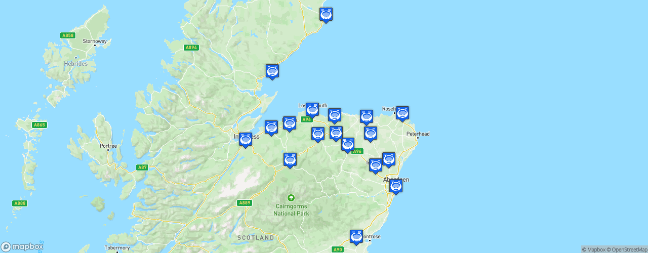 Static Map of Scottish Highland Football League - Saison 2025-2026