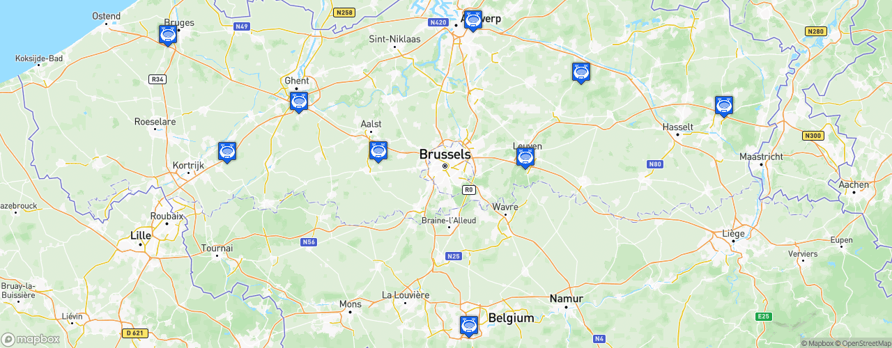 Static Map of Jupiler Pro League - Saison 2025-2026