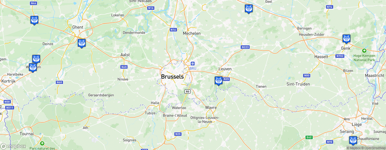 Static Map of Belgian Women's Super League - Saison 2025-2026