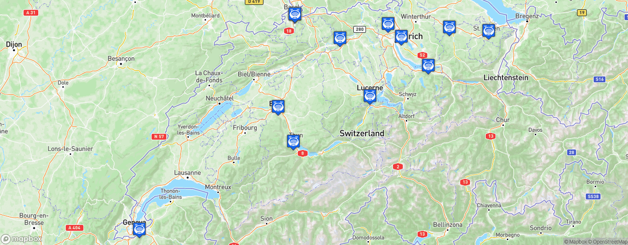 Static Map of Swiss Women's Super League - Saison 2025-2026