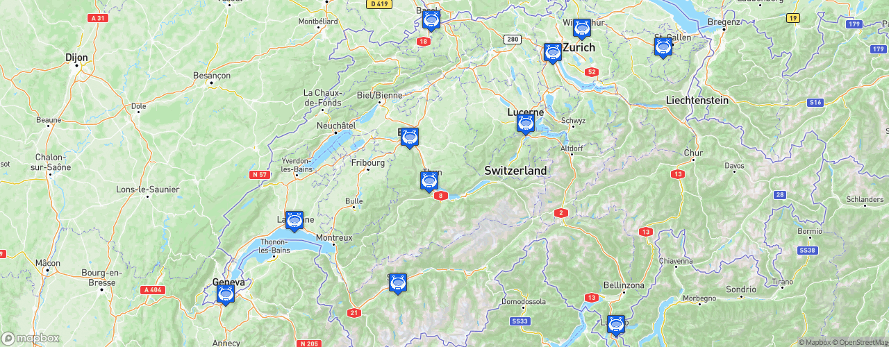Static Map of Credit Suisse Super League - Saison 2025-2026