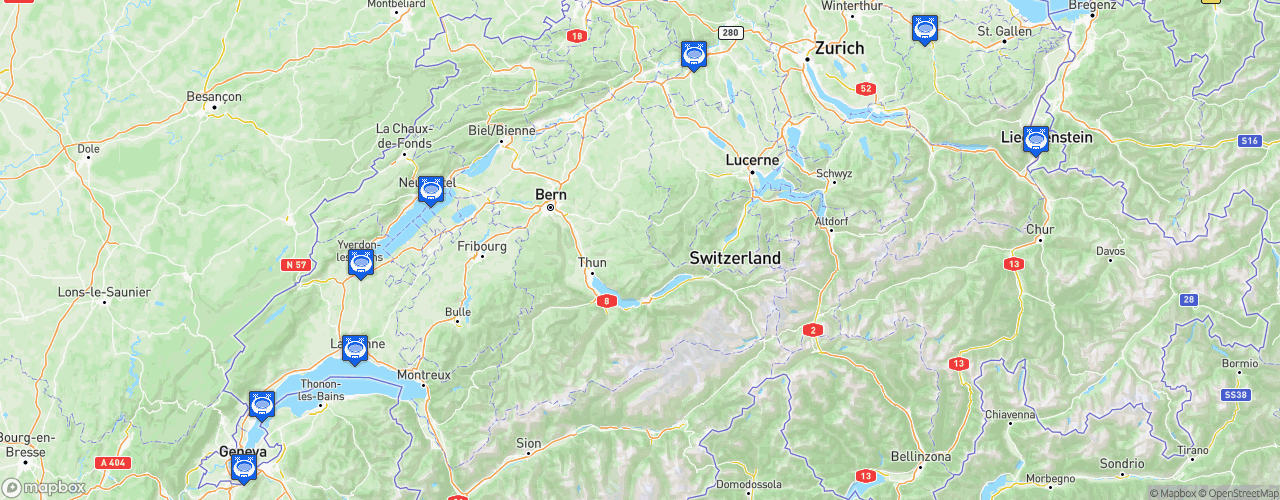 Static Map of Dieci Challenge League - Saison 2025-2026