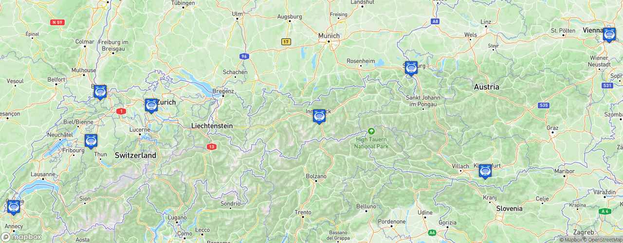 Static Map of Championnat d'Europe de football UEFA - UEFA Euro Austria-Switzerland 2008