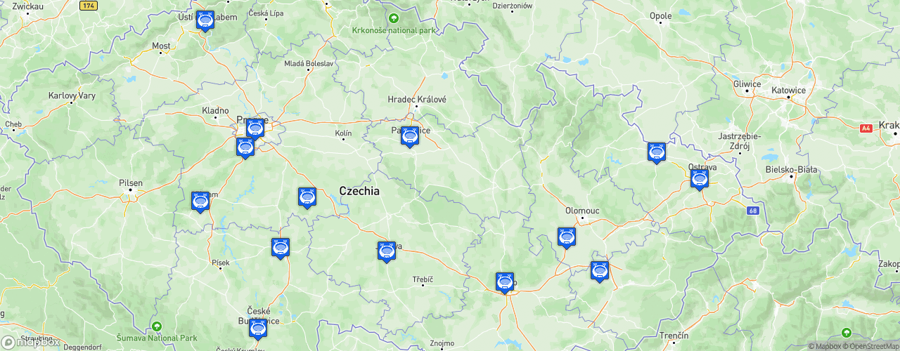 Static Map of Fotbalová národní liga - Saison 2025-2026