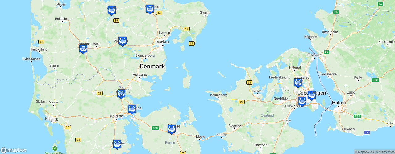 Static Map of Danish Superliga - Saison 2025-2026 - 3F Superliga